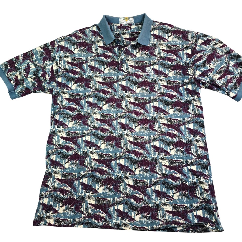 Descente Golf Polo Men Large Multicolor Abstract Spanish Trail‎ CC Las Vegas